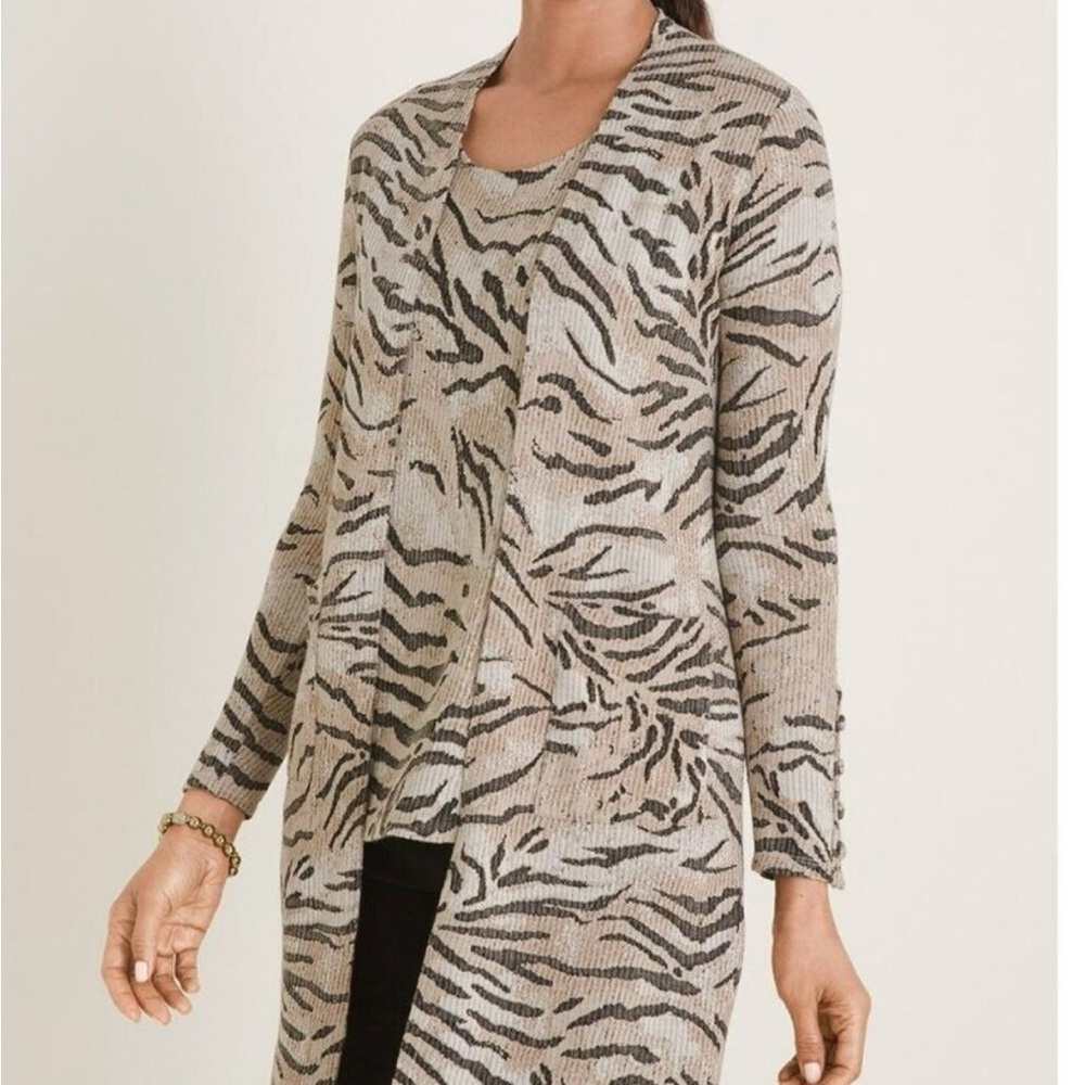 Chico’s Zebra Print Open Front Jacket And Matchin… - image 1
